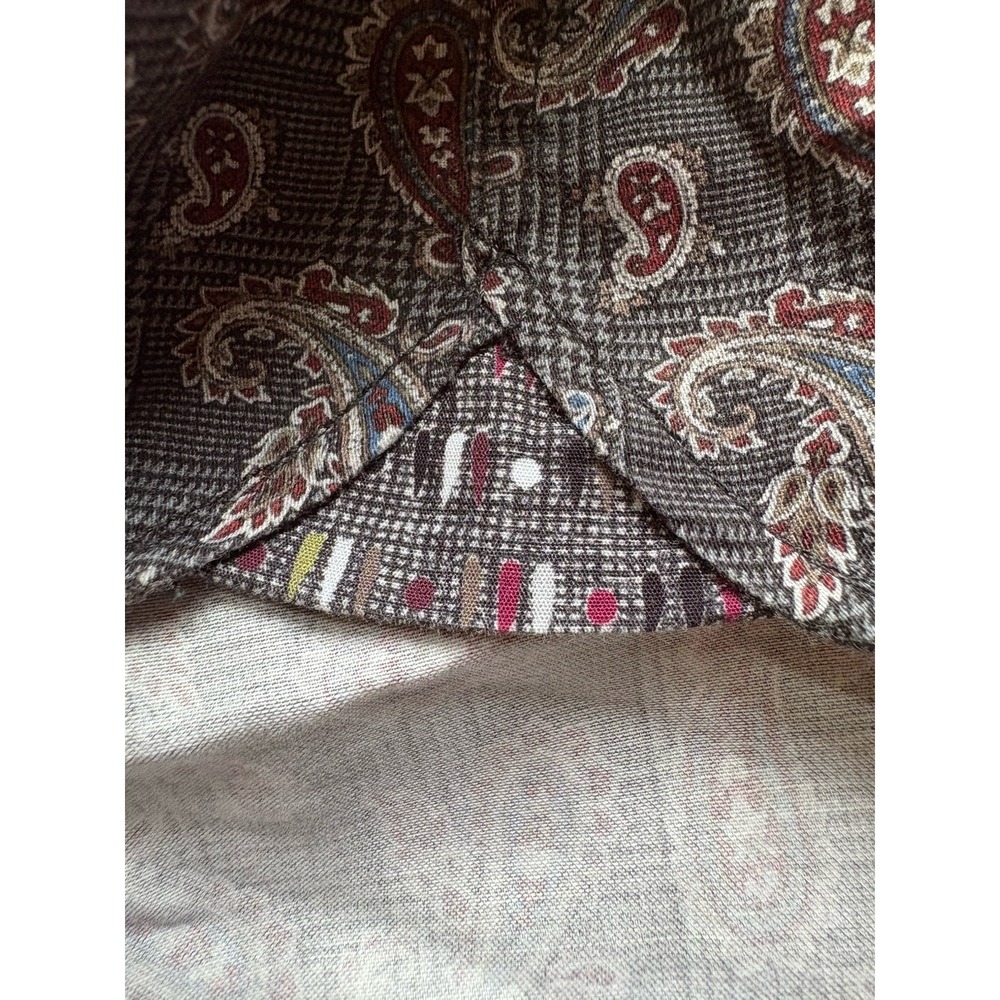 Luchiano Visconti XL Gray Paisley Shirt‎ Red Trim Made in Turkey Stretch EUC - Picture 10 of 11